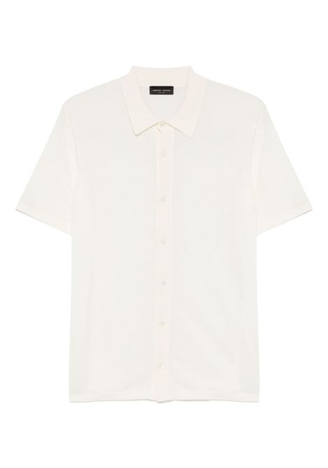 knitted s/l shirt man ecrù ROBERTO COLLINA | RB10025RB1002